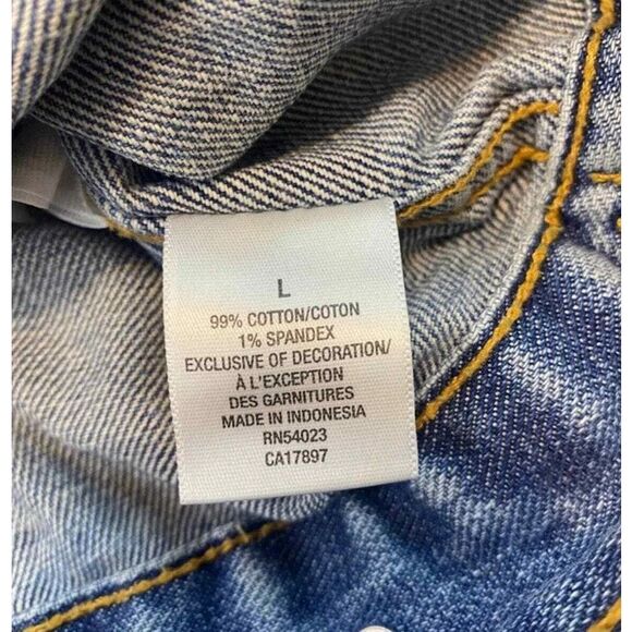 Old Navy Womens Denim Jean Trucker Jacket Size L Y2K Retro 2006 Sherpa Cropped - Picture 6 of 7